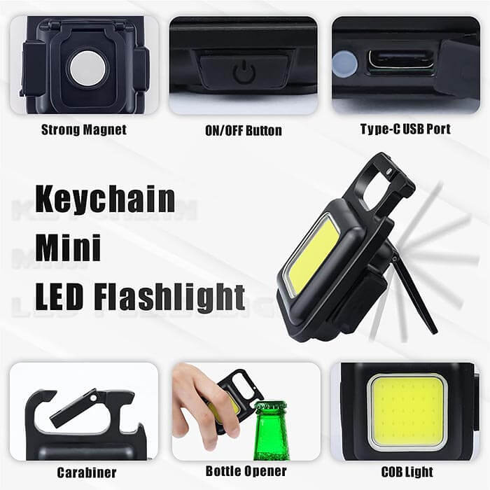 Mini Cob Rechargeable Keychain Flashlight