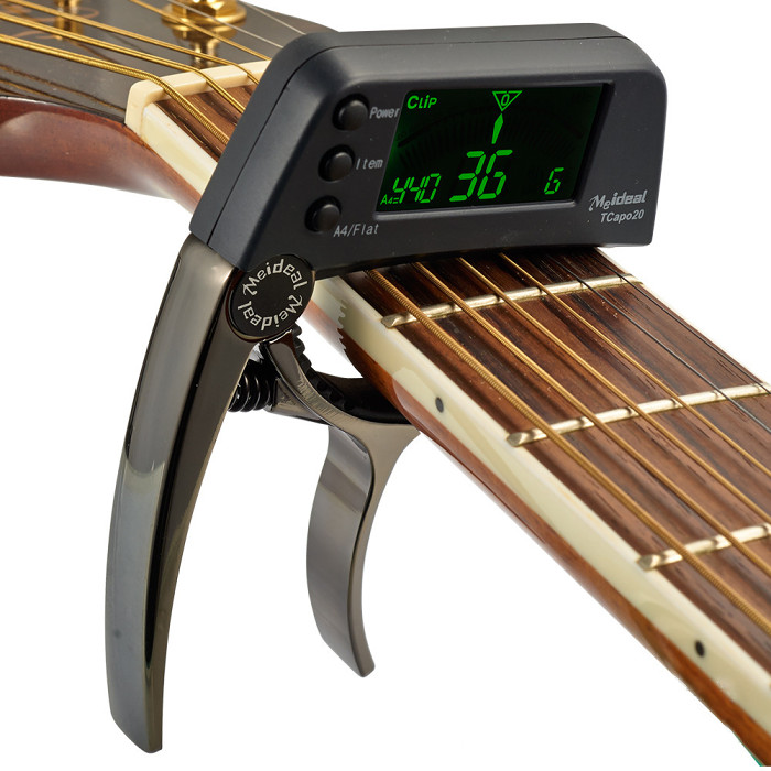 DUAL-USE GUITAR CAPO TUNER WITH LCD DISPLAY