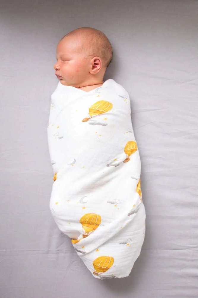 ORGANIC SWADDLE SET - FLY ME TO THE MOON (Starry Night + Hot Air by Veasoon