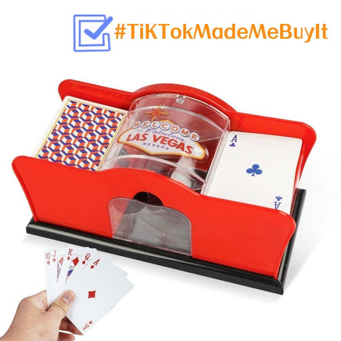 Hand-cranked casino card shuffler