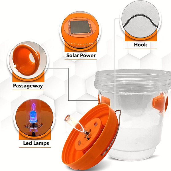 2 Pack Solar Wasp Trap Hanging with LED Light