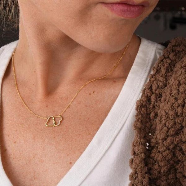 Valentine Gifts To My Soulmate- Forever & Always -18kgold With Diamonds Necklace