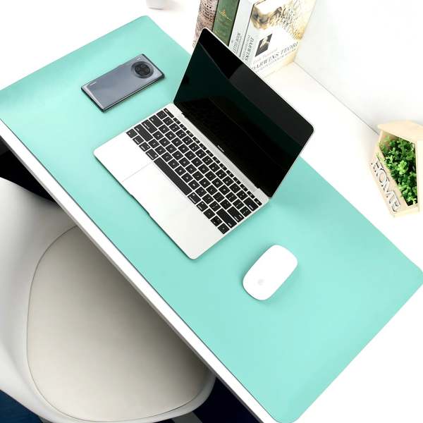 Dual-Sided Multifunctional Desk Pad Waterproof Faux Leather Computer Desk Mat