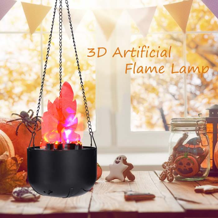 3D Artificial Flame Lamp Electronic LED Fake Fire Flame Hanging Halloween Campfire  for Christmas New Year Club Decor