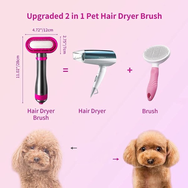 2 In 1 Pet Hair Dryer Blower Slicker Brush