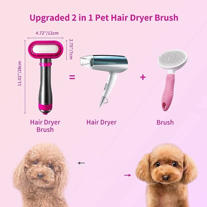 2 In 1 Pet Hair Dryer Blower Slicker Brush