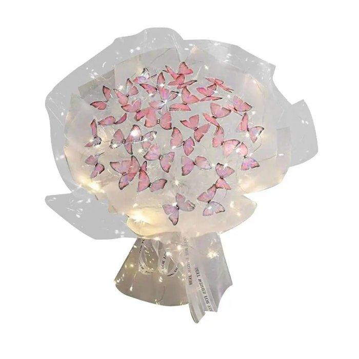 Artificial Butterfly Bouquet Material Kit - DIY Handmade Butterfly Flower Bouquets with LED Light
