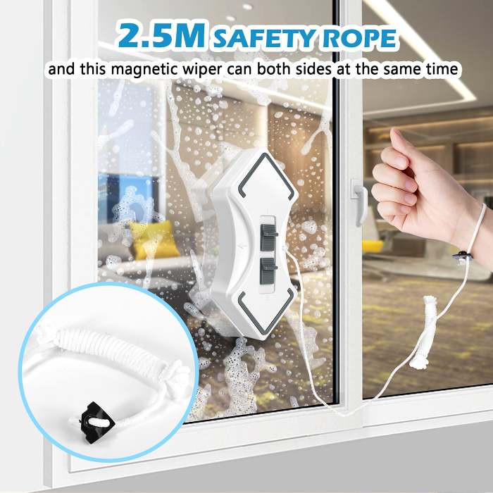 Double Sided Magnetic Window Cleaner Cleaning Tool with Safety Rope