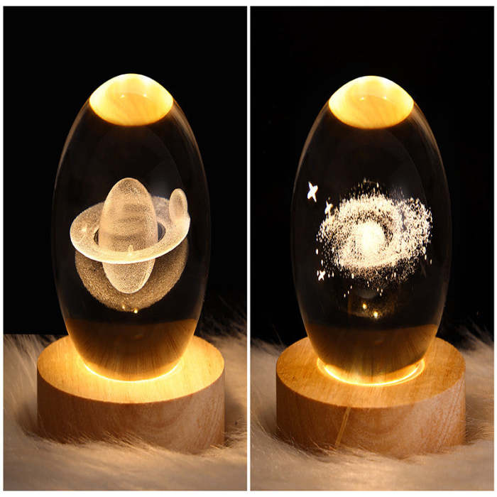 3D galaxy crystal ball LED night light