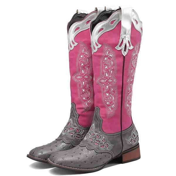 Women'S Embroidered Colorblock Rider Boots