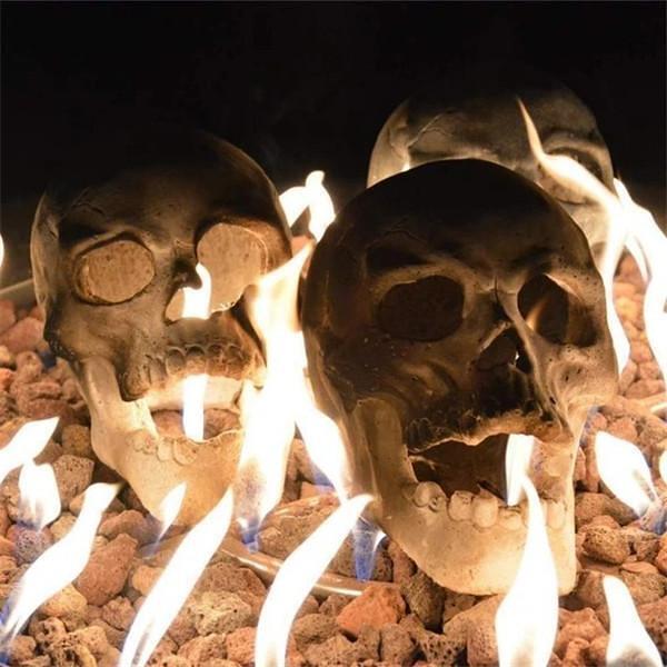 Reusable Ceramic Human Skull Flame Fireproof Logs For Bonfires, Fireplaces, Fire Pits, Gothic flame Skull