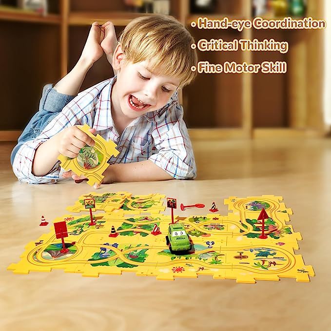 PuzzleRacer Kids Car Track Set