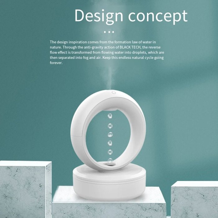 Anti-gravity Air Humidifier - 680ML Water Drop Aroma Diffuser Essential Oil Ultrasonic  Levitating Mist Maker