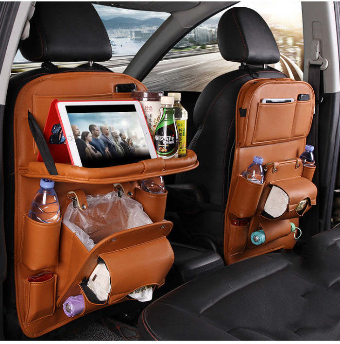 PU Leather Car Seat Back Organizer.