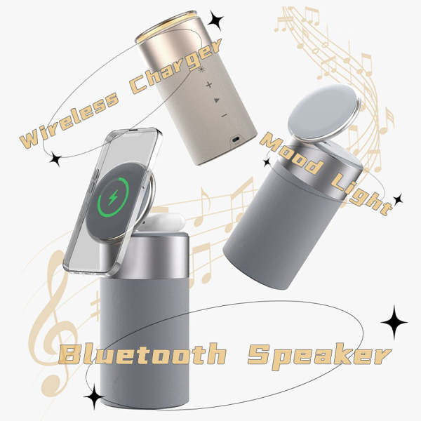 3-in-1 Wireless Charger with Bluetooth Speaker and Touch Lamp