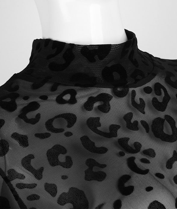 Leopard Print  Women'S Mesh Bodysuit