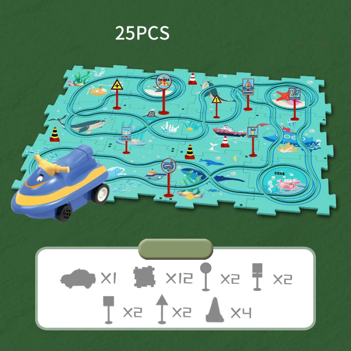 PuzzleRacer Kids Car Track Set