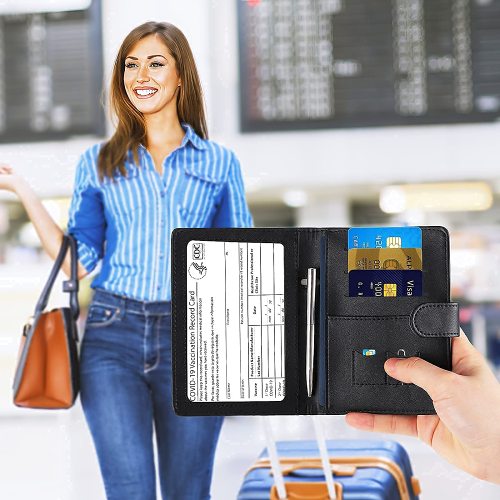 RFID Blocking Passport Holder Discoloration PU Leather Wallet Card Protector