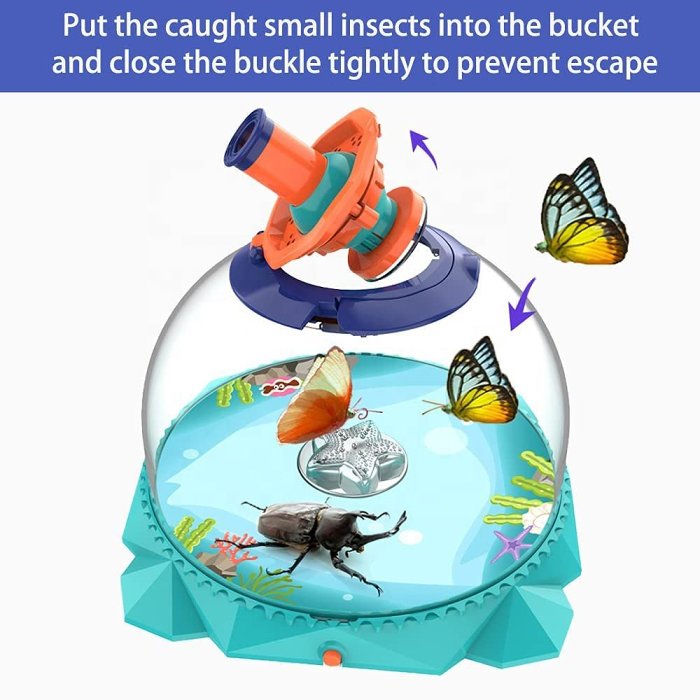 Experimental Biological Observation Barrel Insect Catcher with 4x Magnifying Glass - Retractable, Waterproof