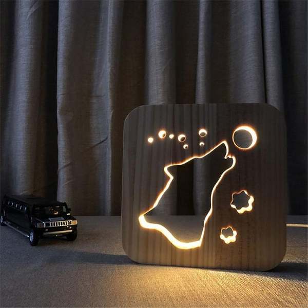 Creative Wooden Table Lamp Dog Paw Bedroom Decoration Night Light