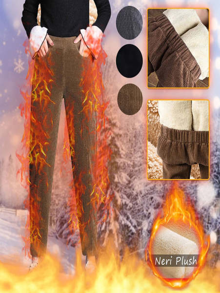 HIgh Waist Fleece Lined Corduroy Pants