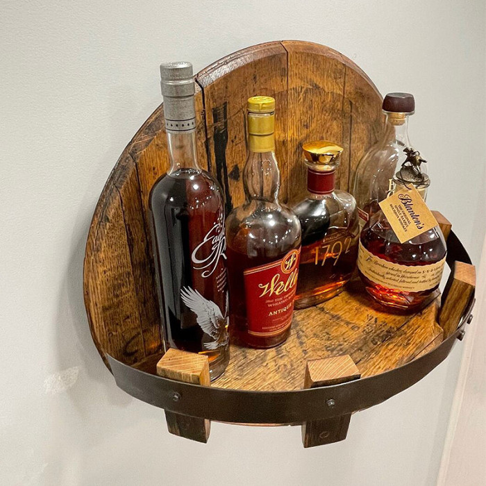 Bourbon whiskey barrel shelf