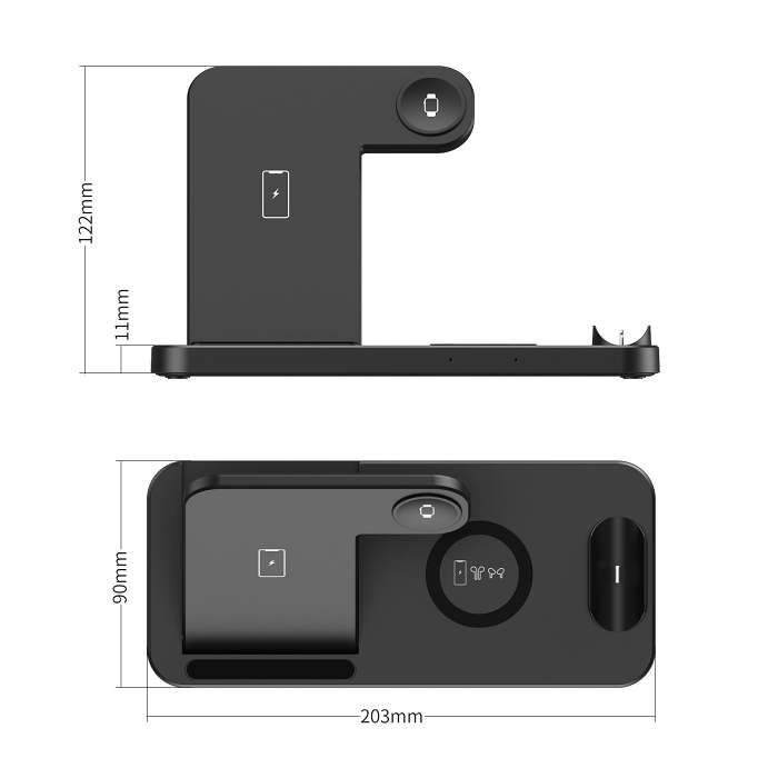4 in 1 Wireless Charger Charging Station Dock for iPhone/Samsung/iWatch/Airpods,Black/US Plug