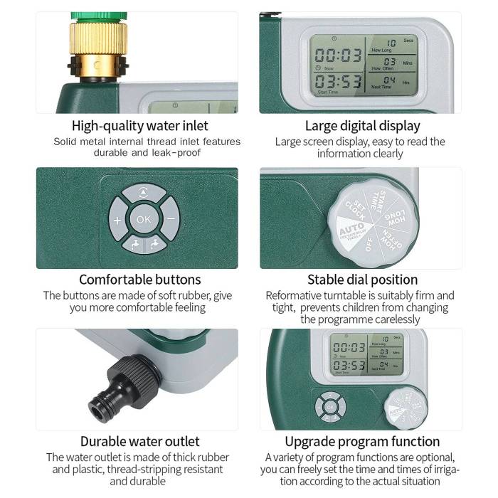 Watering 2 Outlet Grass Garden Timer - Irrigation Control Clock Timer