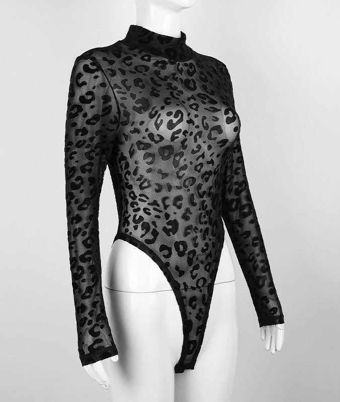 Leopard Print  Women'S Mesh Bodysuit