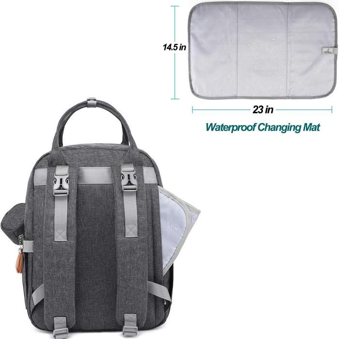All in One Baby Diaper Bag Backpack with Pacifier Holder & Stroller Straps