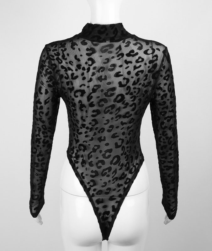 Leopard Print  Women'S Mesh Bodysuit