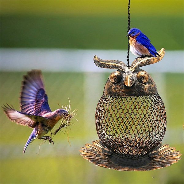 Vintage Iron Owl Bird Seed Feeder