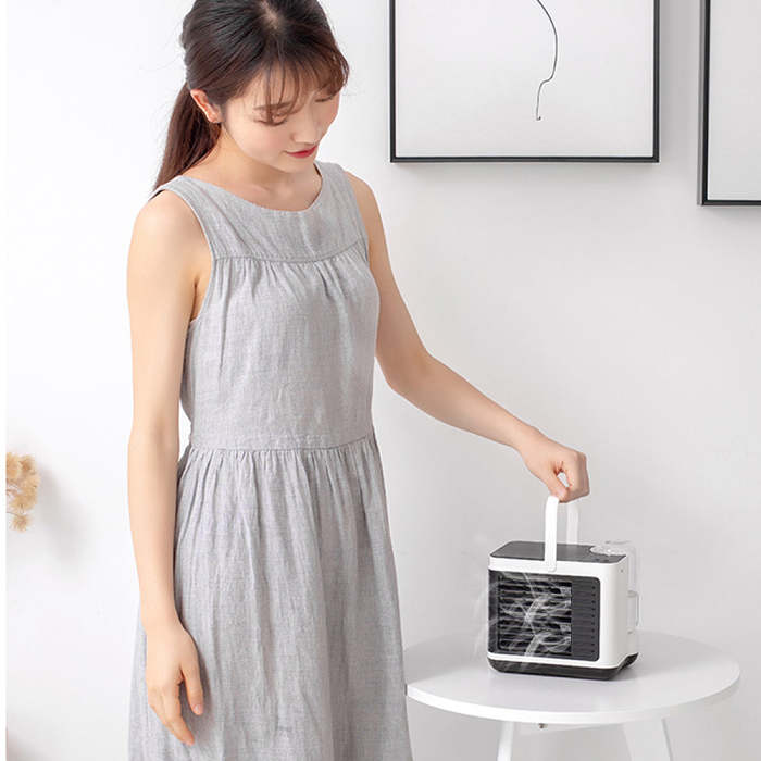 Bittychoice Portable Air Conditioner Tabletop Negative Ion Air-Conditioning Fan with 3 Speeds & Night Light, Evaporative Air Cooler with Icebox for Home Room Office