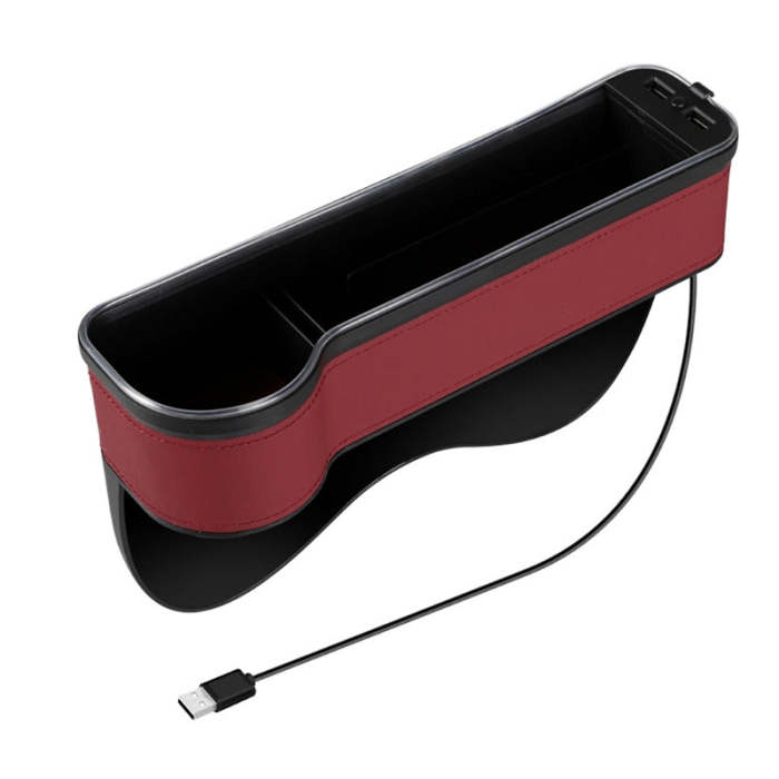 Multi-functional Car Seat Gaps Organizer Storage Box With Two USB Charging LED Light