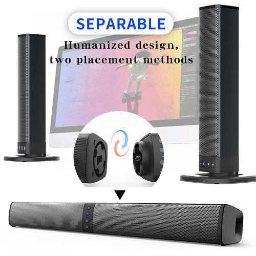 Wireless Sound Bar Home Theater Wall Mount Bluetooth 5.0 TV Subwoofer Soundbar