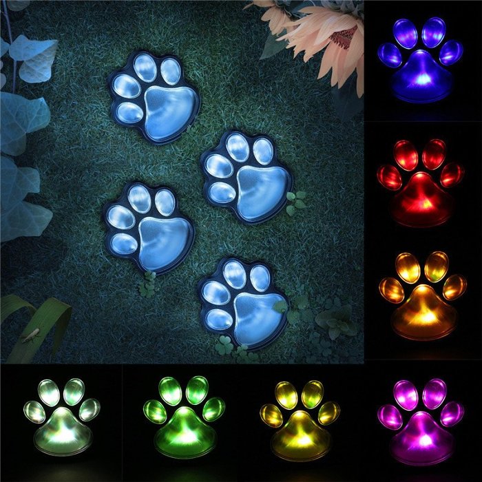 Solar Paw Print Garden Lights