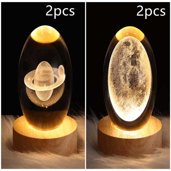 3D galaxy crystal ball LED night light