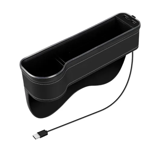 Multi-functional Car Seat Gaps Organizer Storage Box With Two USB Charging LED Light
