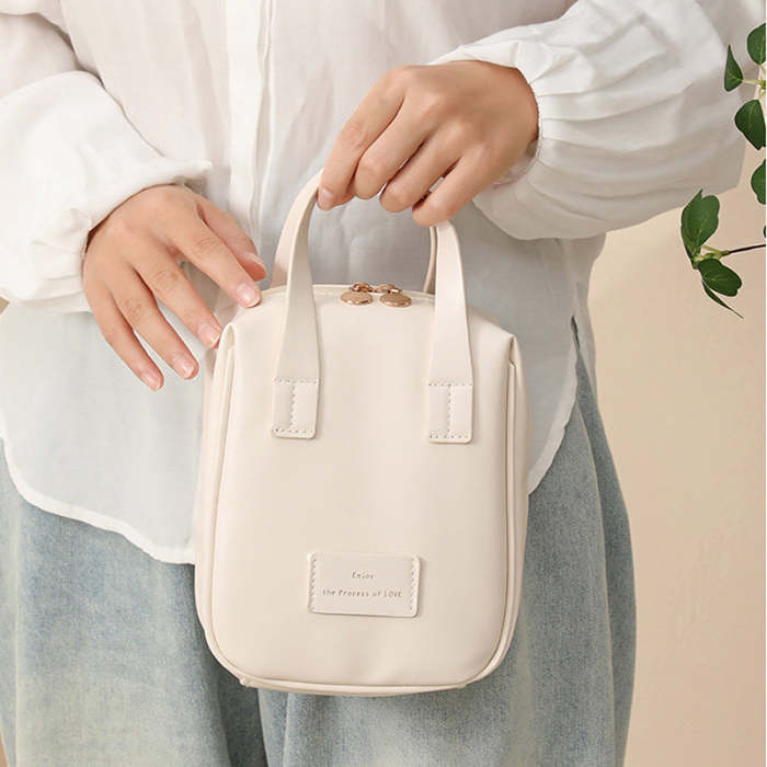 Shell-Shaped Handle-Top Travel Cosmetic Bag