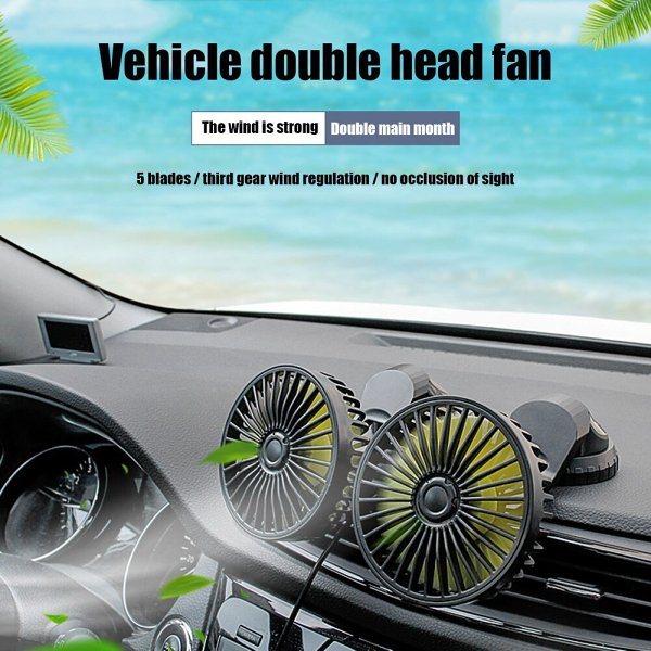 360° Rotatable Car Cooling Dual Fan