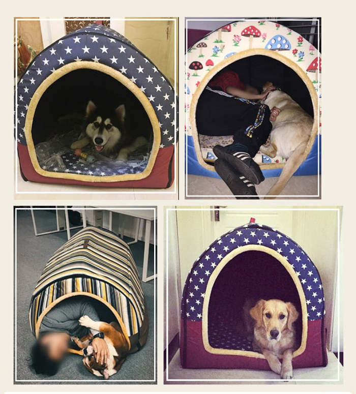 Warm Dog House Print Stars Soft Foldable Pet dogs bed For Puppy large medium Travelling Portable Kennel Mat Cat bed Pet Supplies