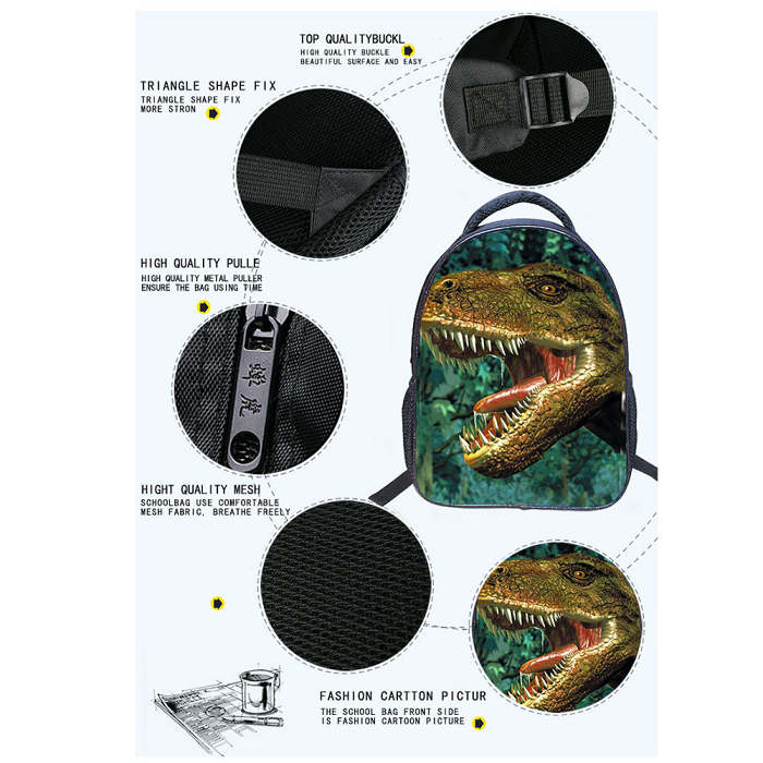 3D Dinosaur Backpack Book Bags Boys Girls Backpack Satchel Travel Rucksack Bag