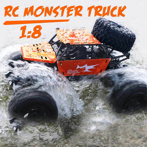 Amphibious RC Car Big 1/8 Water Monster Vehicle 4WD Remote Control Off-road Truck
