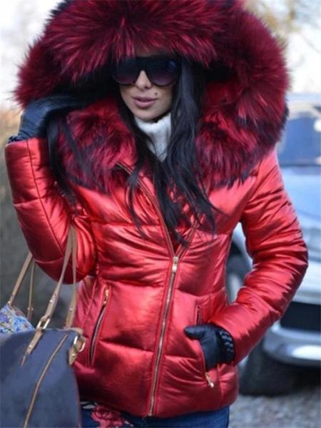 Women's Warm Fur Lined Hooded Puffer Coat for Winter