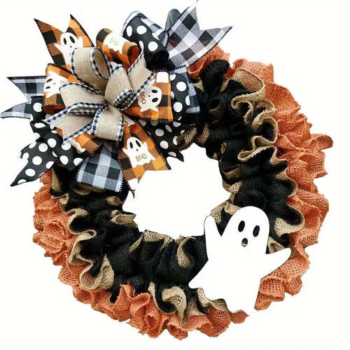 Ghost Halloween Wreath Front Door Décor