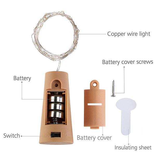 2m 20 LED Mini Bottle Stopper Lamp String Bar Decoration String Light by Veasoon