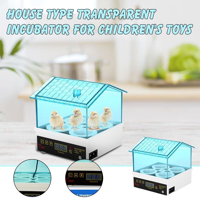 4 Eggs Fully Automatic Incubator Digital Poultry Hatcher Egg Turning LED Lamp