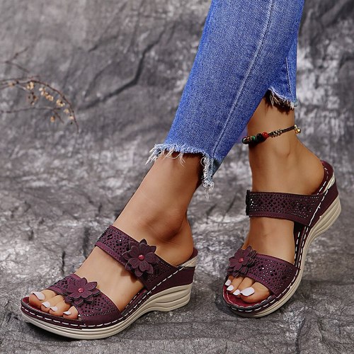 2023 Women Casual Shoes Vintage Flower Fish Mouth Sandals