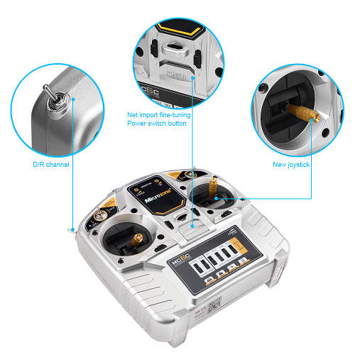 Microzone MC6C 2.4GHz 6-Channel Radio Transmitter with Antena Receiver MC6RE for RC Drone Quadcopter Car Boat Helicopter (Throttle is on The Left Hand)