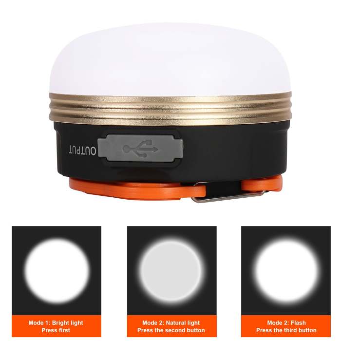 LED Camping Light USB Rechargeable Tent Lantern Waterproof Mobile Flashlight